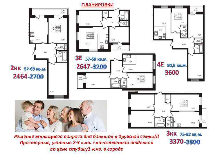 ПЛАНИРОВКИ 2 кк 2464 ЗЕ 2647 4 Е Решение жилищного вопроса для большой и