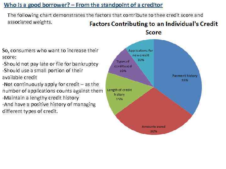 Who is a good borrower? – From the standpoint of a creditor The following