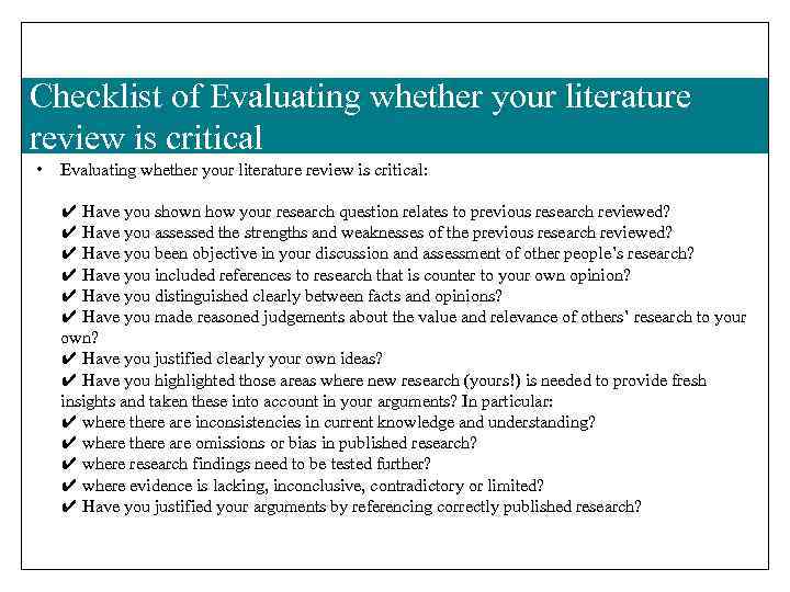 critically evaluate literature review