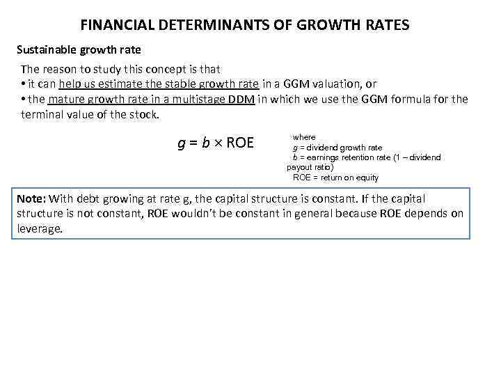 Financial Determinants Of Growth Rates Sustainable Growth Rate