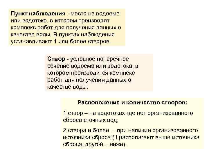 Пункт наблюдения - место на водоеме или водотоке, в котором производят комплекс работ для