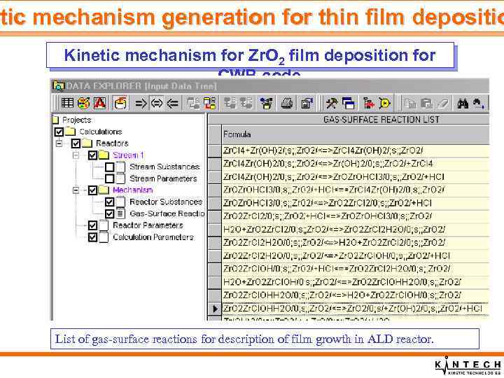 tic etic mechanism generation for thin film depositio Kinetic mechanism for Zr. O 2