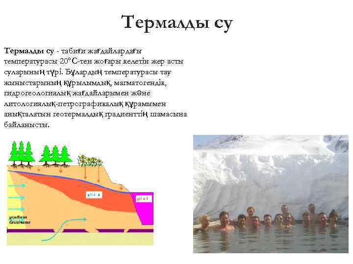 Термалды су - табиғи жағдайлардағы температурасы 20°C-тен жоғары келетін жер асты суларының түрі. Бұлардың