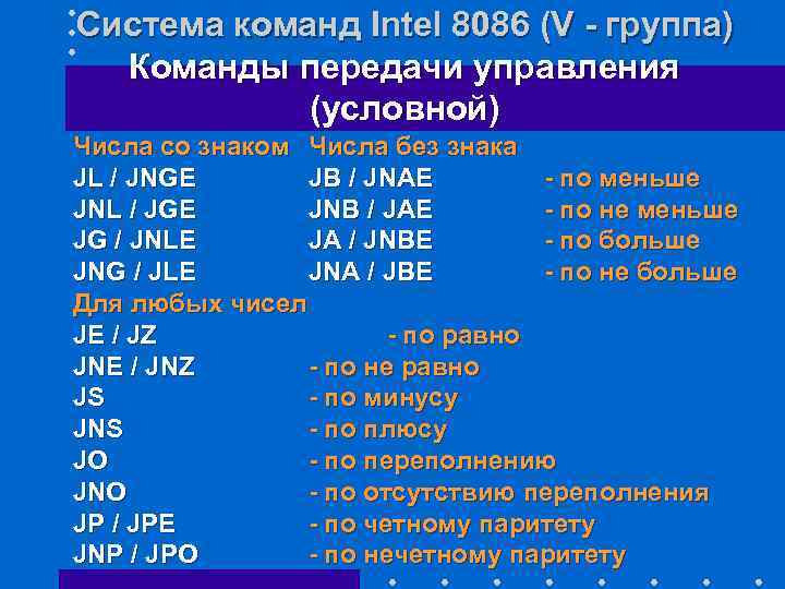 Условная команда. Таблица команд процессора 8086. Система команд Intel 8086. Команды Assembler. JNZ ассемблер.