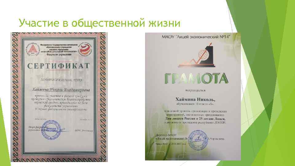 Участие в общественной жизни 