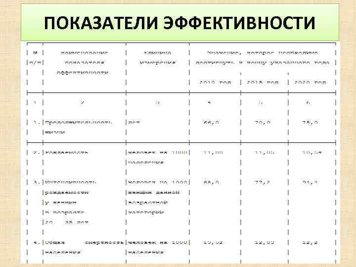ПОКАЗАТЕЛИ ЭФФЕКТИВНОСТИ 