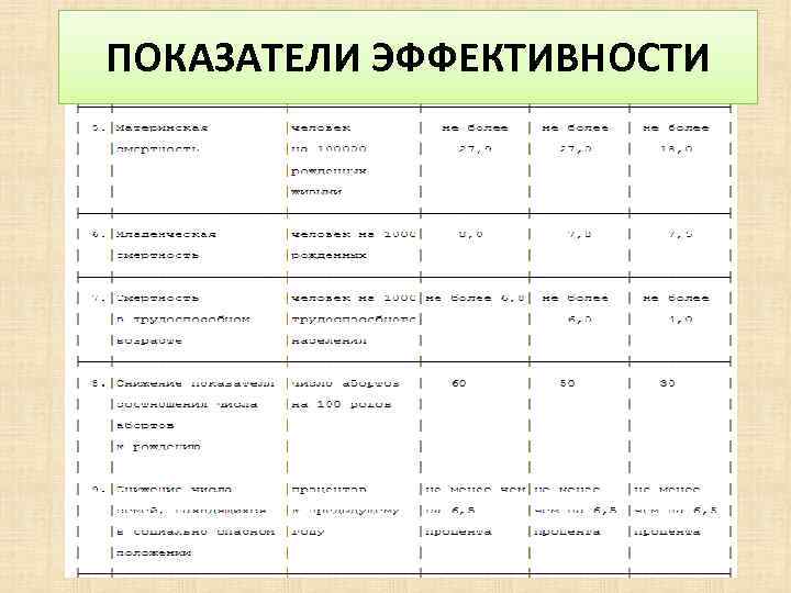 ПОКАЗАТЕЛИ ЭФФЕКТИВНОСТИ 