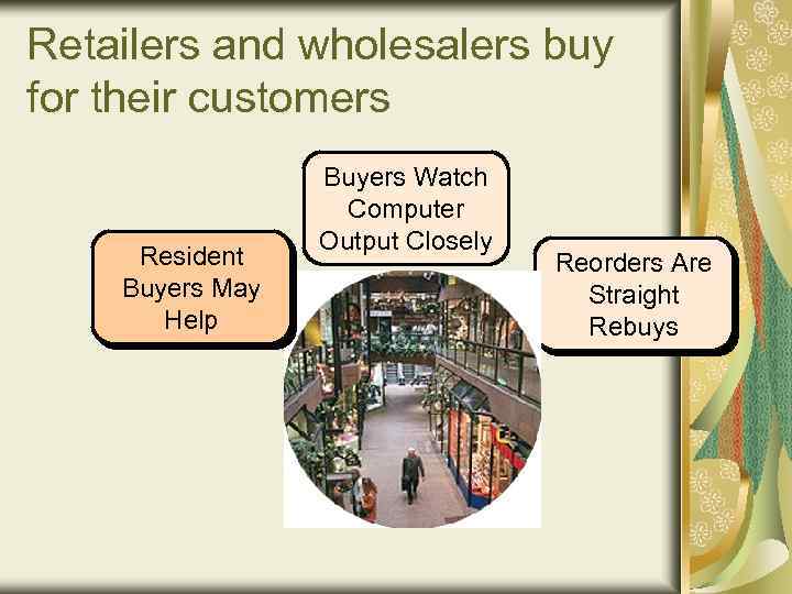 Retailers and wholesalers buy for their customers Resident Buyers May Help Buyers Watch Computer