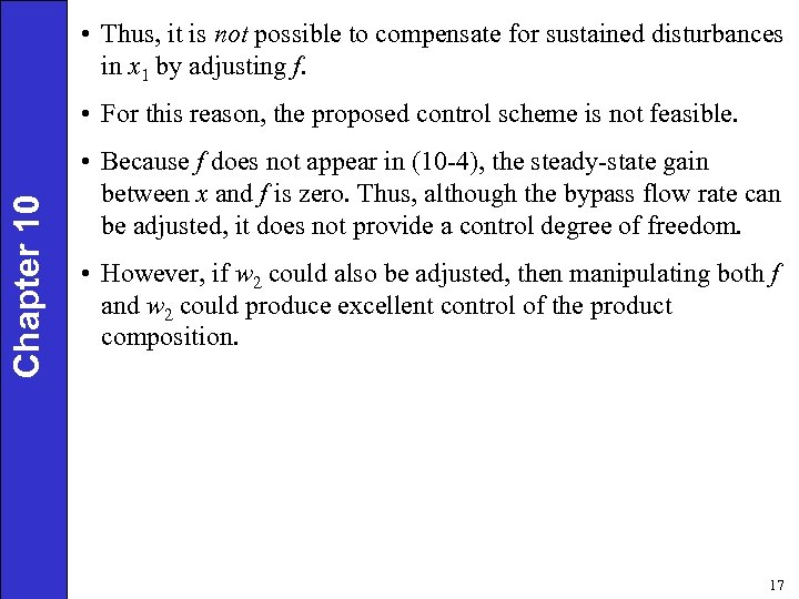  • Thus, it is not possible to compensate for sustained disturbances in x