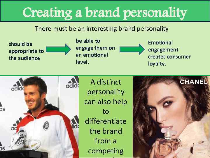 Creating a brand personality There must be an interesting brand personality should be appropriate