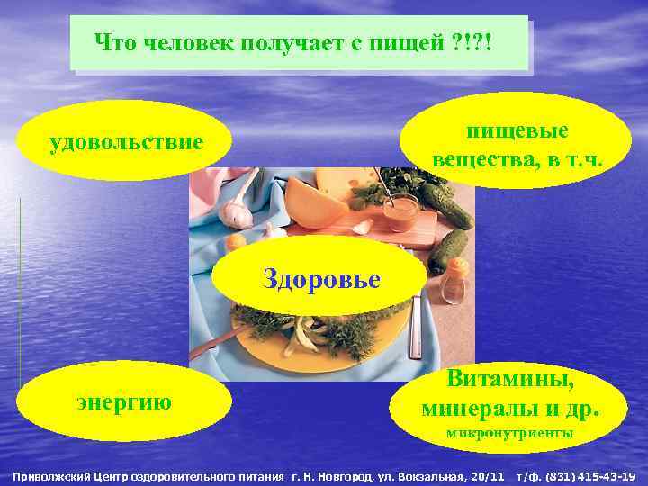Что человек получает с пищей ? !? ! пищевые вещества, в т. ч. удовольствие