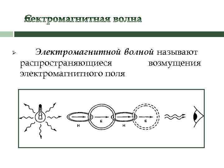 Ø Электромагнитной волной называют распространяющиеся возмущения электромагнитного поля 