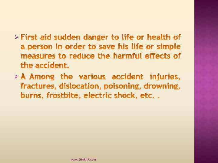 Ø Ø www. ZHARAR. com 
