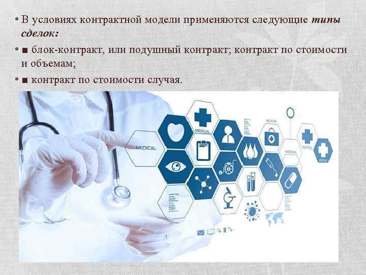  • В условиях контрактной модели применяются следующие типы сделок: • ■ блок-контракт, или