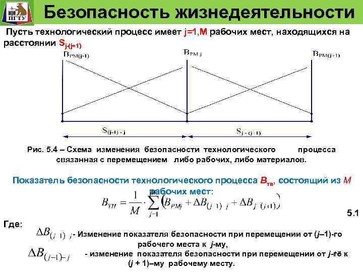  Безопасность жизнедеятельности Пусть технологический процесс имеет j=1, М рабочих мест, находящихся на расстоянии