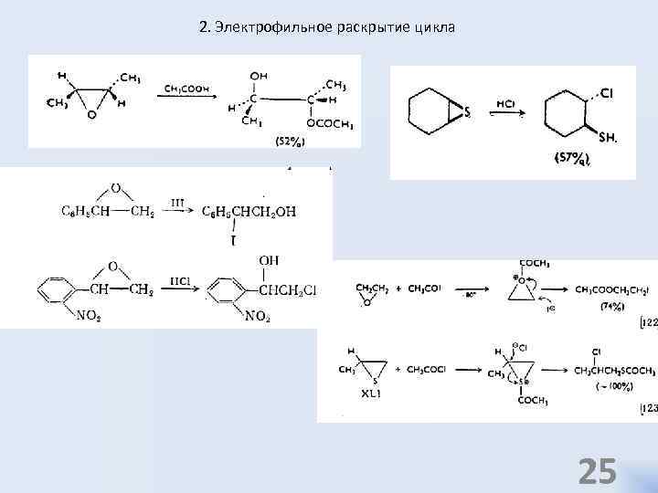 2. Электрофильное раскрытие цикла 25 