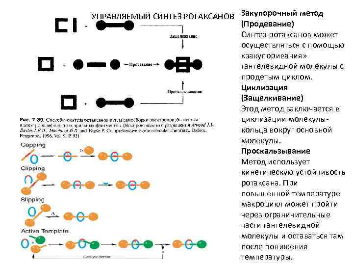 УПРАВЛЯЕМЫЙ СИНТЕЗ РОТАКСАНОВ Закупорочный метод (Продевание) Синтез ротаксанов может осуществляться с помощью «закупоривания» гантелевидной