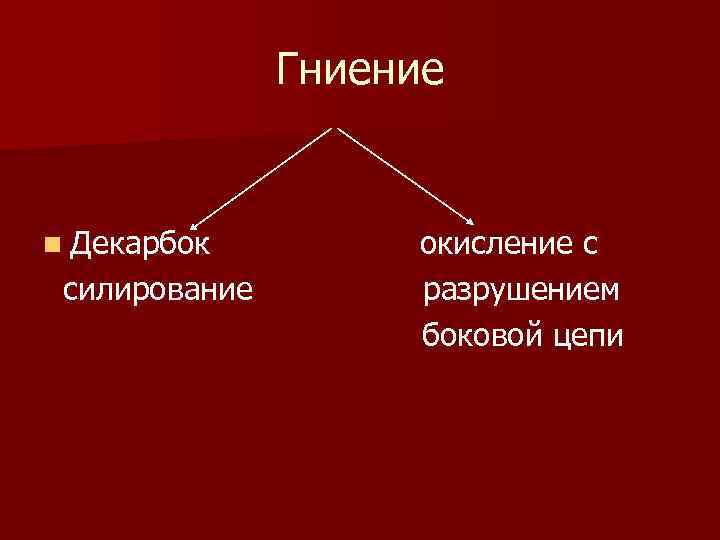 Гниение n Декарбок силирование окисление с разрушением боковой цепи 