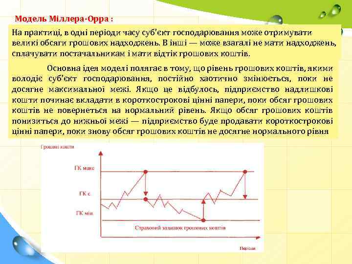 Модель Міллера-Орра : На практиці, в одні періоди часу суб'єкт господарювання може отримувати великі