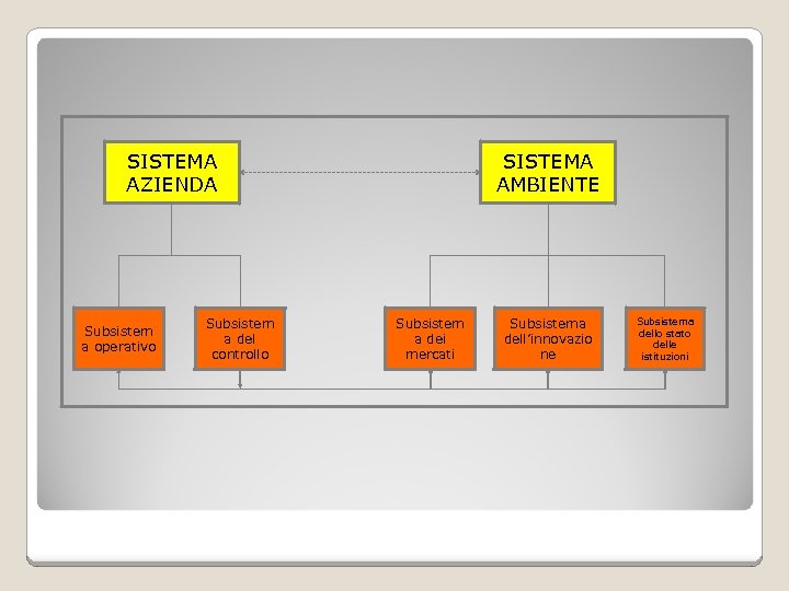 SISTEMA AZIENDA Subsistem a operativo Subsistem a del controllo SISTEMA AMBIENTE Subsistem a dei