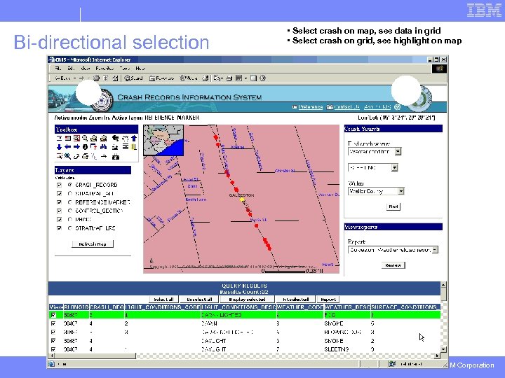 Bi-directional selection State of Louisiana | Confidential • Select crash on map, see data