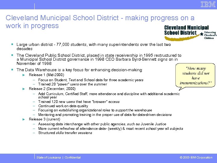 Cleveland Municipal School District - making progress on a work in progress § Large
