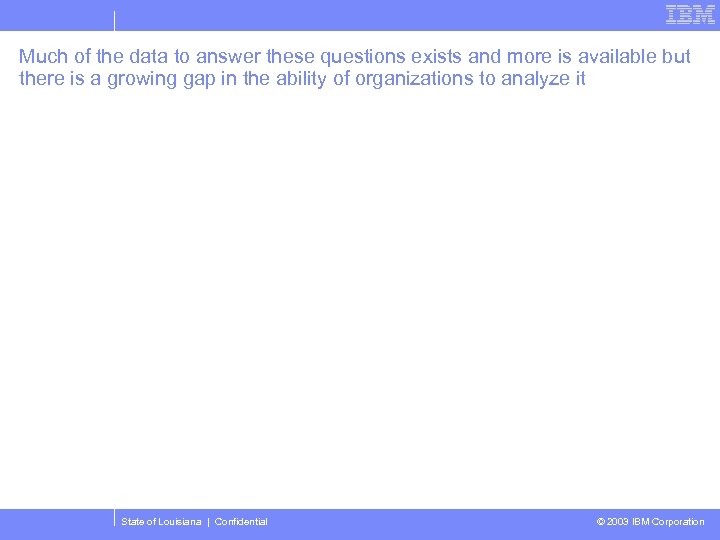 Much of the data to answer these questions exists and more is available but