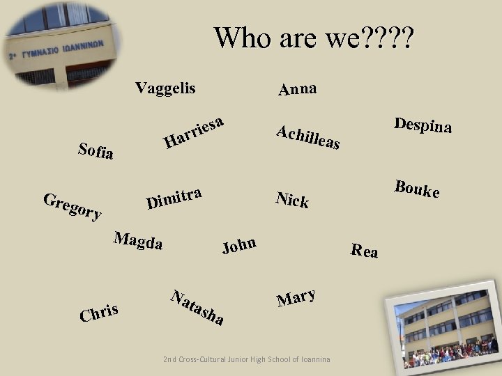 Who are we? ? Vaggelis Anna iesa arr H Sofia imitra D Greg ory