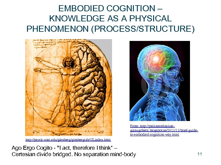 EMBODIED COGNITION – KNOWLEDGE AS A PHYSICAL PHENOMENON (PROCESS/STRUCTURE) From: http: //parliamodisalutegianugoberti. blogspot. se/2011/11/brief-guideto-embodied-cognition-why.