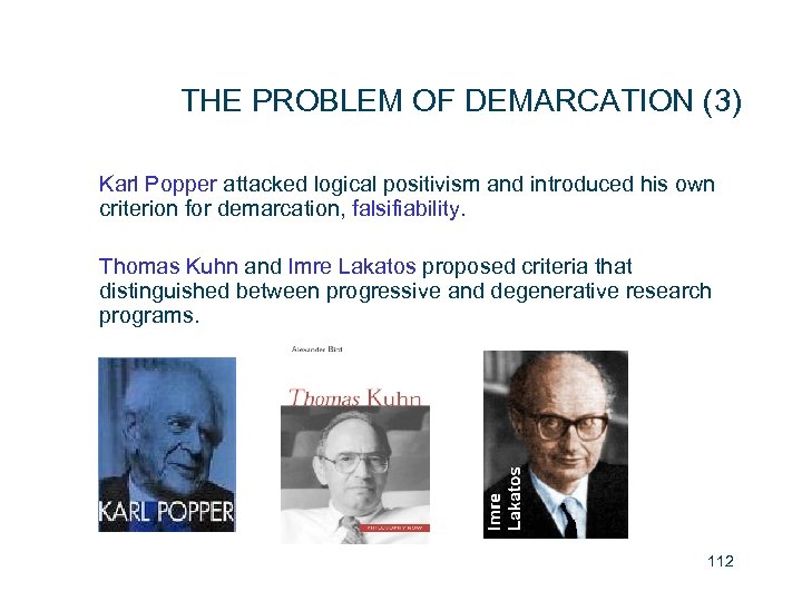 THE PROBLEM OF DEMARCATION (3) Karl Popper attacked logical positivism and introduced his own