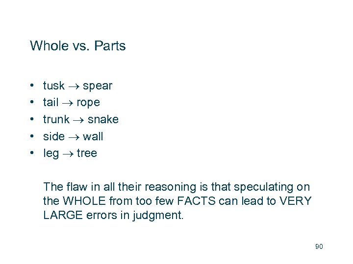 Whole vs. Parts • • • tusk spear tail rope trunk snake side wall