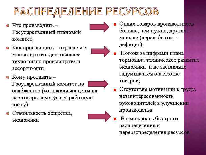 Что производить – Государственный плановый комитет; Как производить – отраслевое министерство, диктовавшее технологию производства