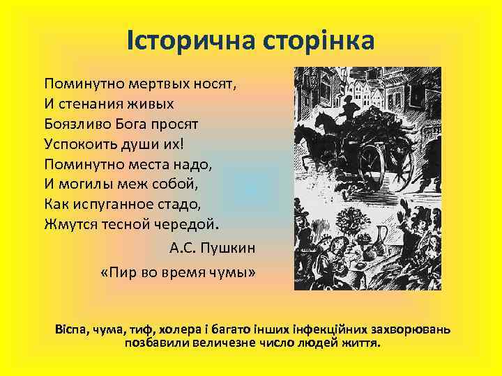 Історична сторінка Поминутно мертвых носят, И стенания живых Боязливо Бога просят Успокоить души их!