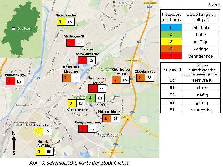 № 20 Indexwert und Farbe 3 1 Park am Schwanenteich 1 Hallenbad Ringallee Rodheim
