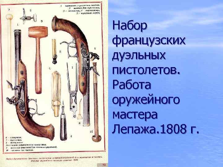 Набор французских дуэльных пистолетов. Работа оружейного мастера Лепажа. 1808 г. 