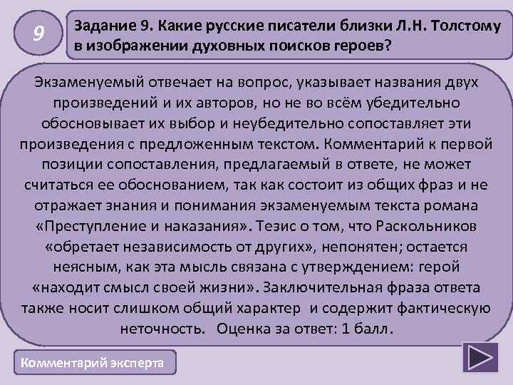 9 Задание 9. Какие русские писатели близки Л. Н. Толстому в изображении духовных поисков