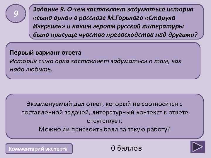 9 Задание 9. О чем заставляет задуматься история «сына орла» в рассказе М. Горького