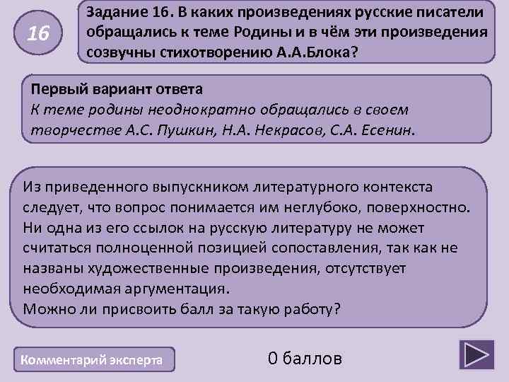 16 Задание 16. В каких произведениях русские писатели обращались к теме Родины и в