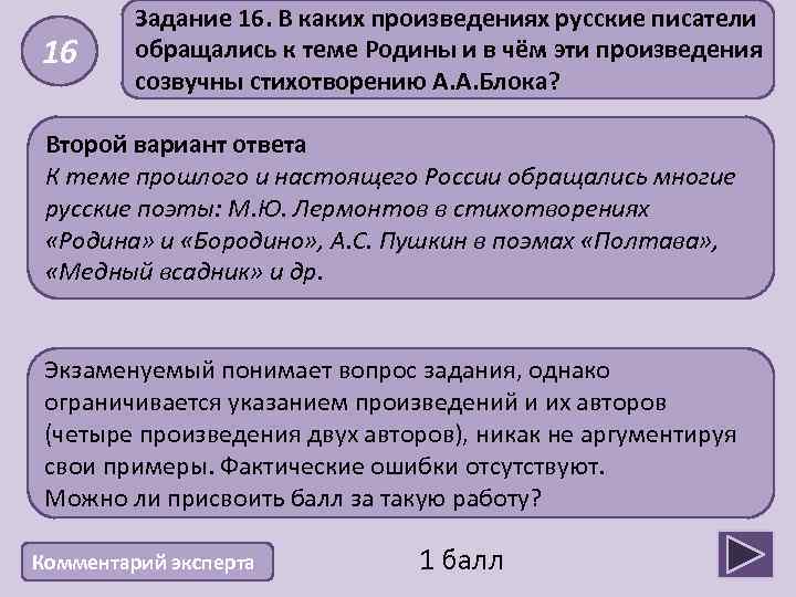 16 Задание 16. В каких произведениях русские писатели обращались к теме Родины и в