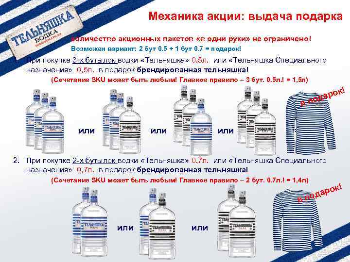 Механика акции: выдача подарка количество акционных пакетов «в одни руки» не ограничено! Возможен вариант: