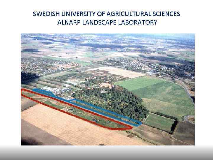 SWEDISH UNIVERSITY OF AGRICULTURAL SCIENCES ALNARP LANDSCAPE LABORATORY 