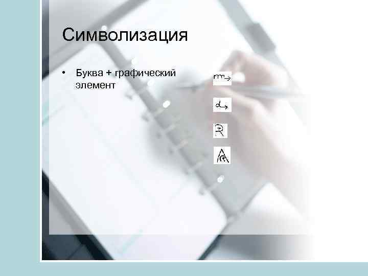 Символизация • Буква + графический элемент 