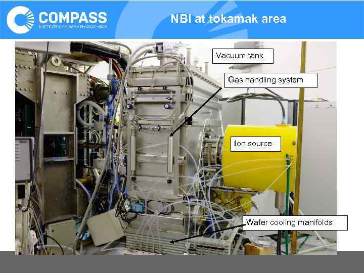 NBI at tokamak area Vacuum tank Gas handling system Ion source Water cooling manifolds