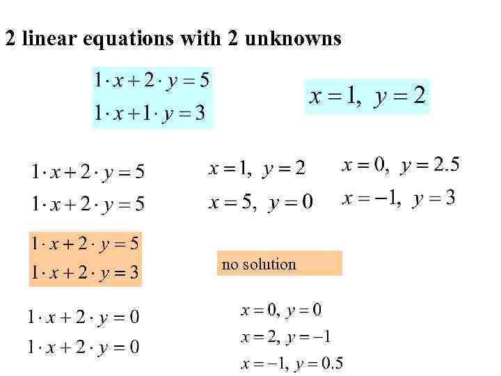 2 linear equations with 2 unknowns no solution 