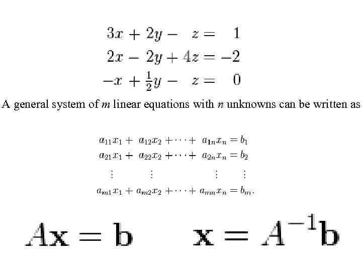 A general system of m linear equations with n unknowns can be written as