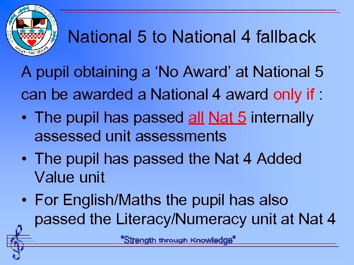 National 5 to National 4 fallback A pupil obtaining a ‘No Award’ at National