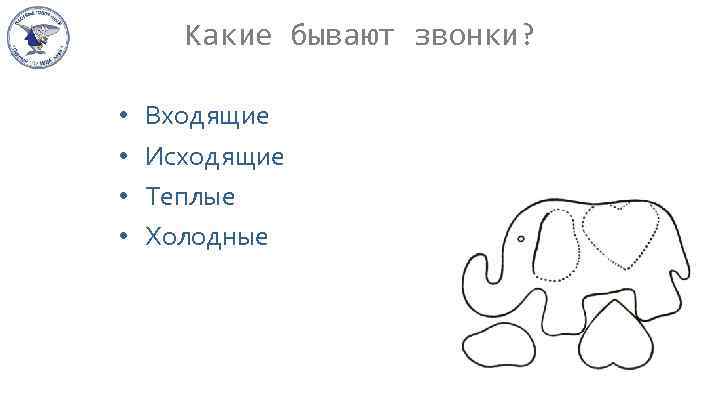 Кaкие бывaют звонки? • • Входящие Исходящие Теплые Холодные 