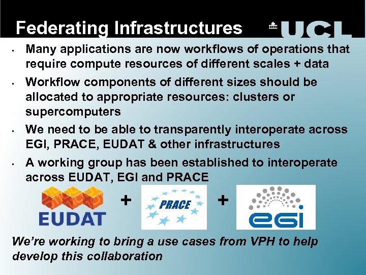 Federating Infrastructures • • Many applications are now workflows of operations that require compute