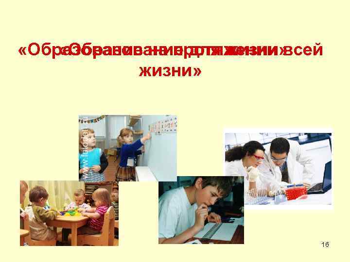  «Образование на протяжении всей «Образование для жизни» 16 