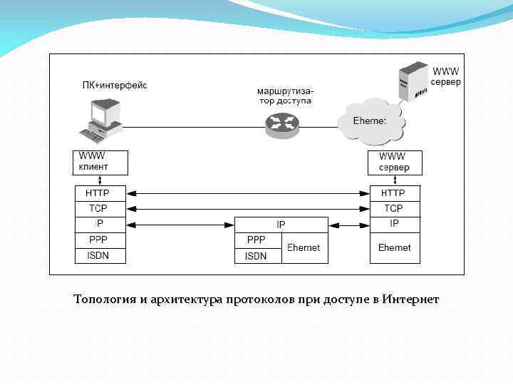 Топология и архитектура протоколов при доступе в Интернет 